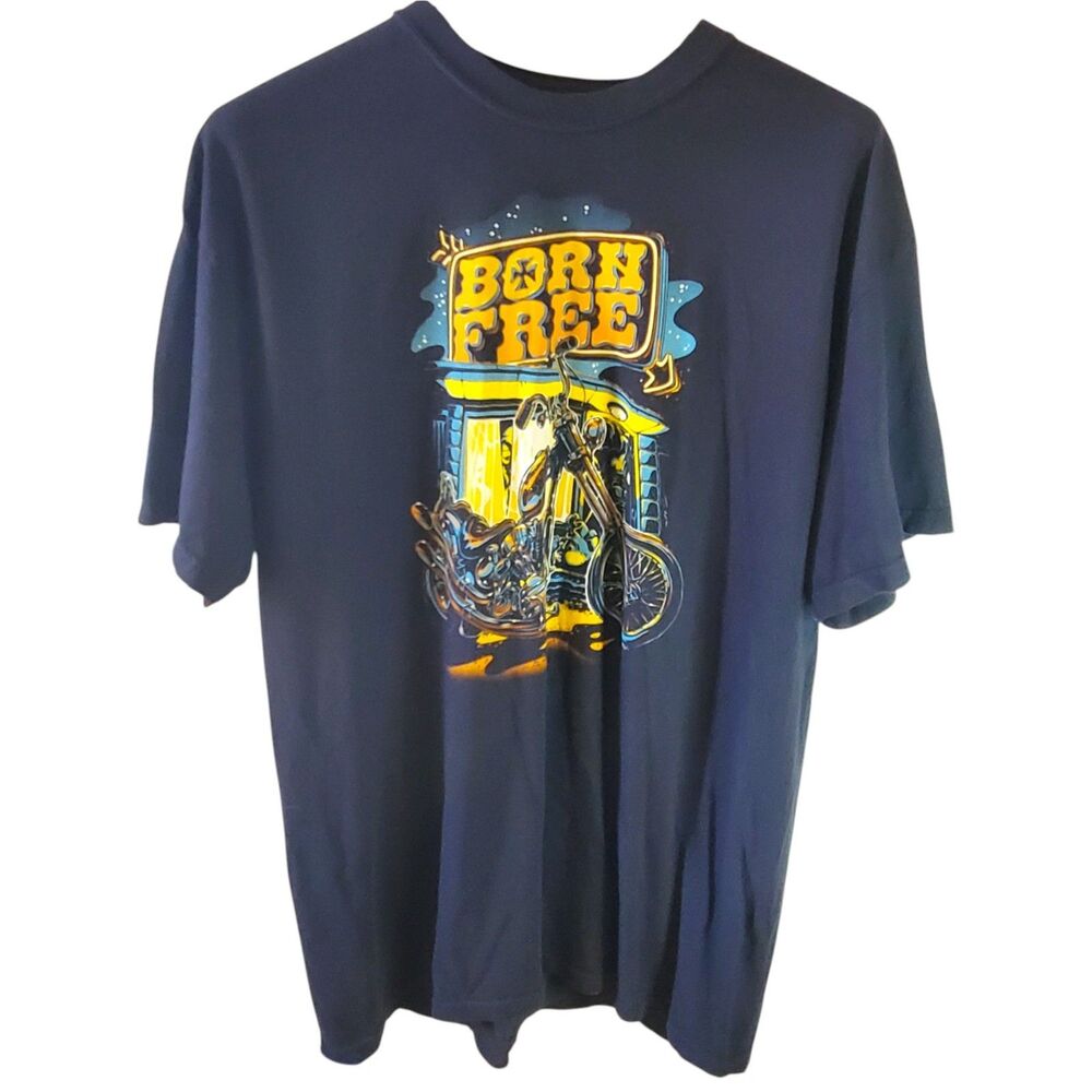 Comfort Colors Born Free Biker T-Shirt Men's 2XLT Heavyweight Cotton Motorcycle